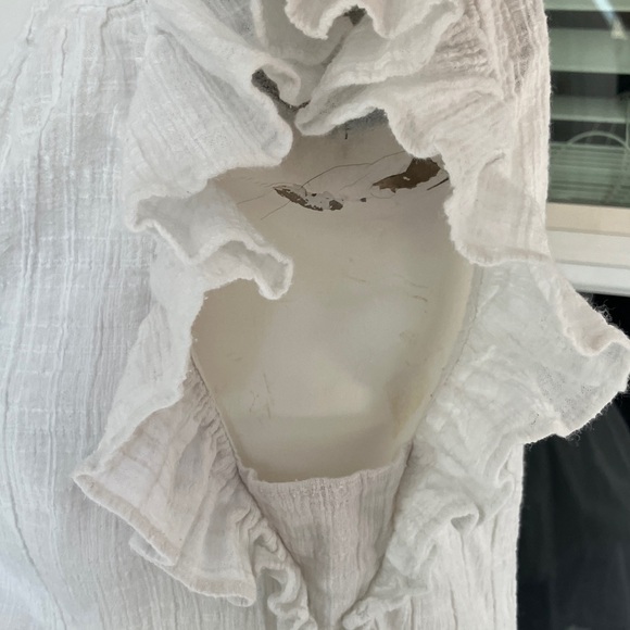 Ramy Brook White Tiered Blouse with Smocking at the waist. - Picture 8 of 10